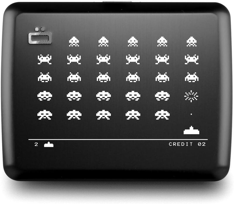 ÖGON -DESIGNS- Aluminum wallet, Large capacity with metal lock, RFID Protection against fraud and demagnetization, model Smart Case OSLO Large (Engraving Invaders) - Image 1